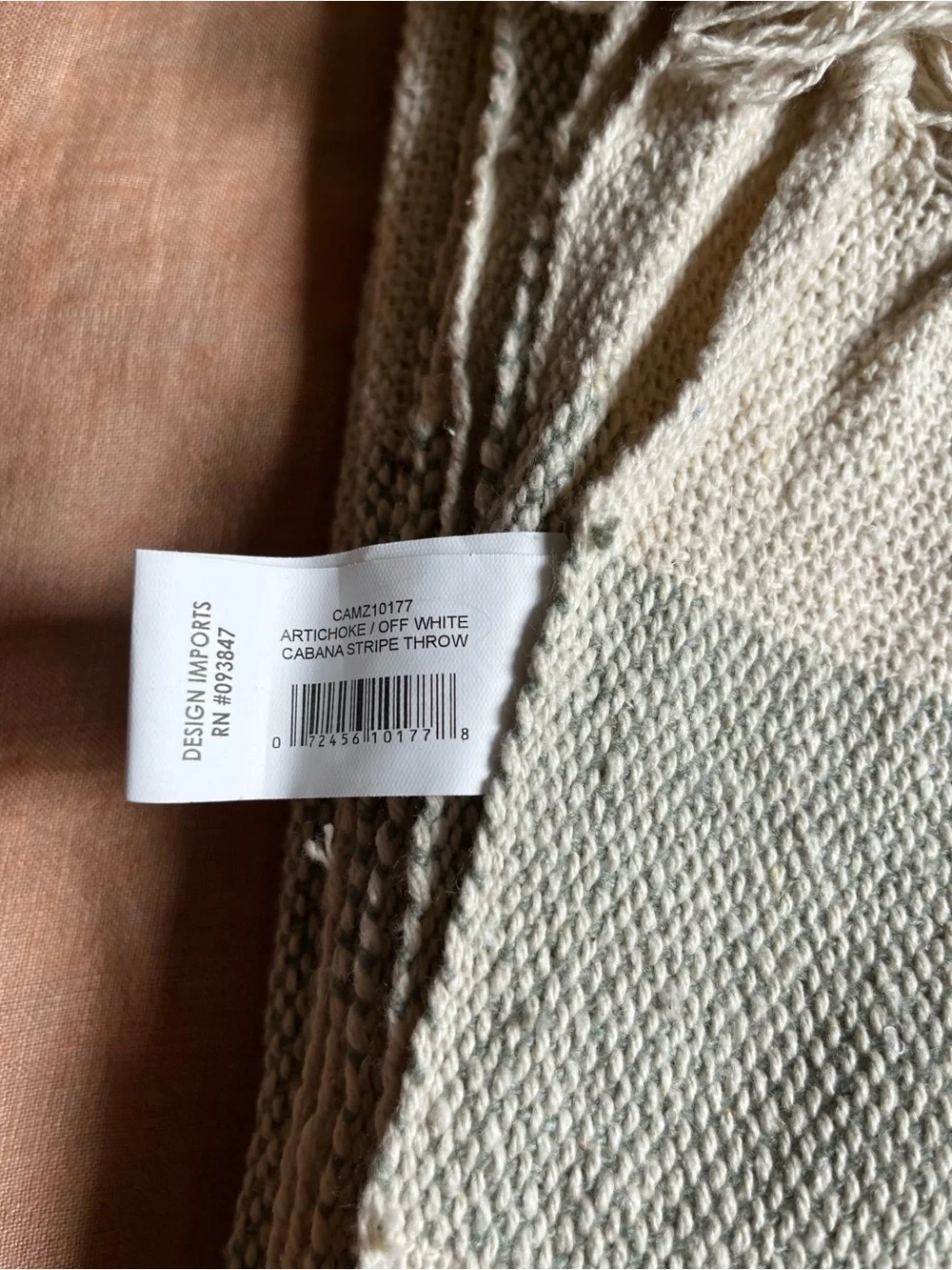 DII Cotton Cabana Striped Blanket Throw Fringe 50 x 60 Artichoke Beach Couch